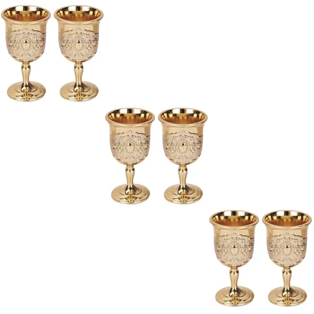 6 pcs Vintage Wine Cups Kings Royal Chalice Cup Rustic Whiskey Glass