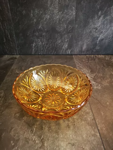 Anchor Hocking "Honey Amber" 1960s depression glass 8" Serving bowl