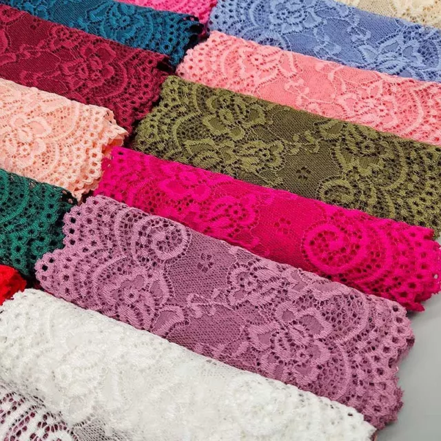 Ribbon Lace Flower Pattern 15cm Wide Elastic Trim Diy Craft Fabric Width Stretch