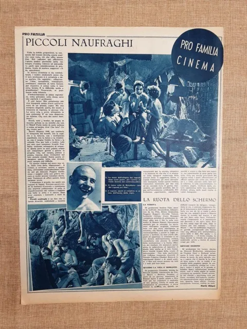 Film Piccoli naufraghi Vedova Rifugio segreto Illustrazione di Cinema Anno 1939