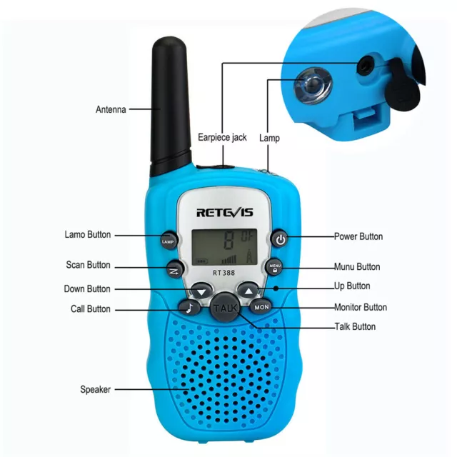 Radio 2 Vías Mini Walkie Talkie Radios de Dos Vías Exterior Campamento Niños Adultos Regalo 3