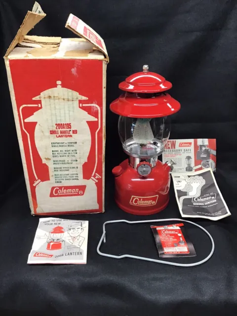 Vintage Coleman 200A195 Single Mantle Lantern 2-72 Unfired w Box & Papers READ