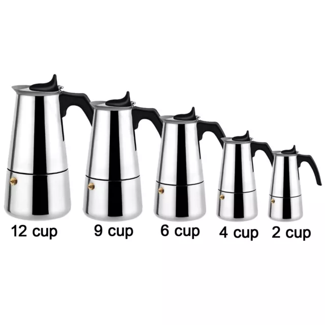 Stainless Steel  Moka Pot Cuban Espresso Cafe Cubano Coffee  2/4/6/9/12 cups