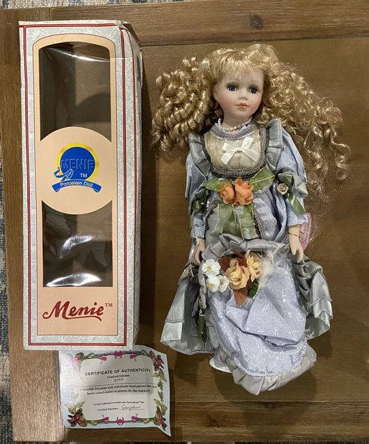 VINTAGE MENIE  PORCELAIN DOLL   DEPEW. with Certificate. SHIPS FREE!