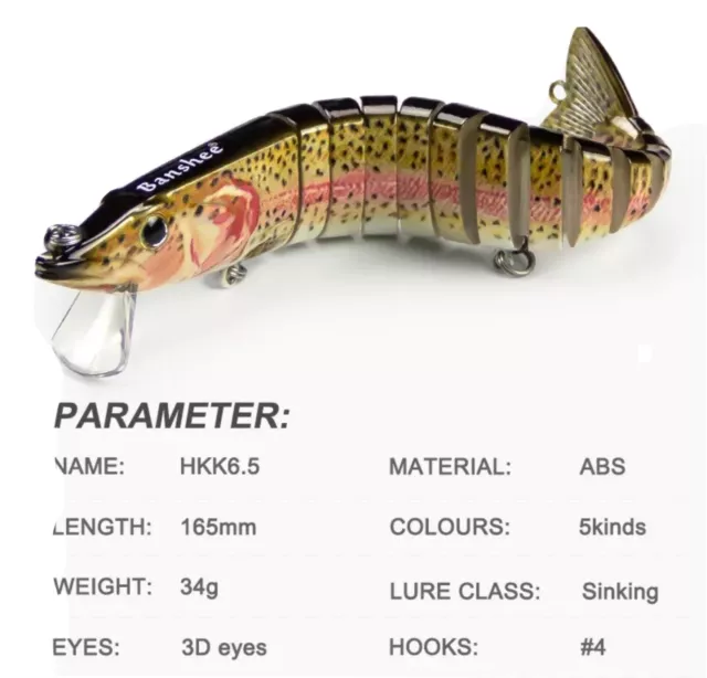 Leurre Articulé Poisson Nageur 7 Segments - Gardon/Rotengle - 9,5 Cm 16g - Brochet Sandre