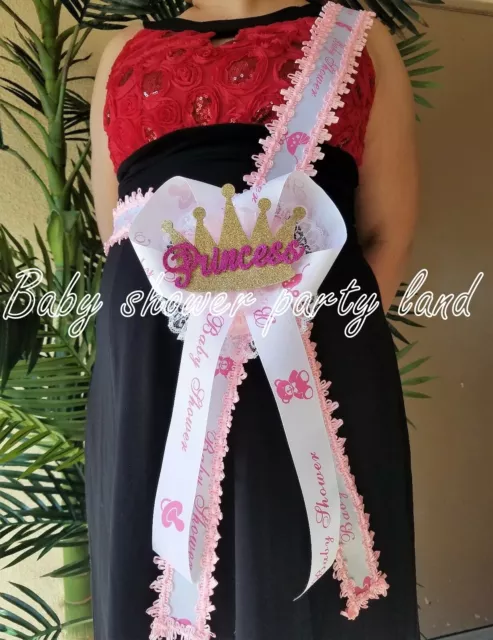 Mommy To Be Sash | It's a Girl Sash | Princess Crown | Pink Ribbon Corsage