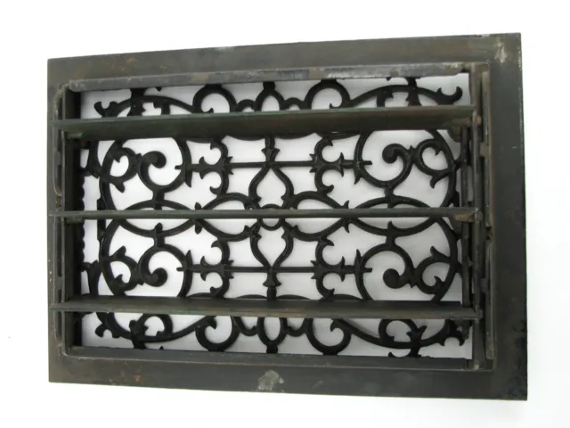 Antique Cast Iron Floor Register heating Wall Grate vtg Fancy Victorian Hardware