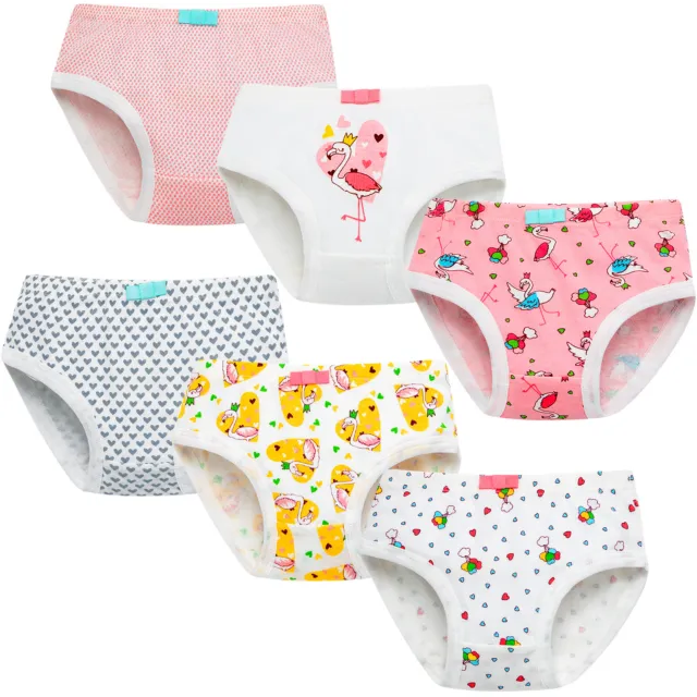 Toddler Girls 6Pack Pink Printed Underwear Briefs Kids Cute Cotton  Panties 2-6Y