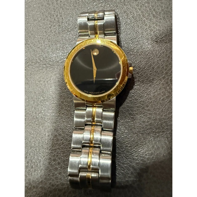MOVADO AUTHENTIC FOLIO Museum Two-Tone Watch Black & Gold  display picture 1