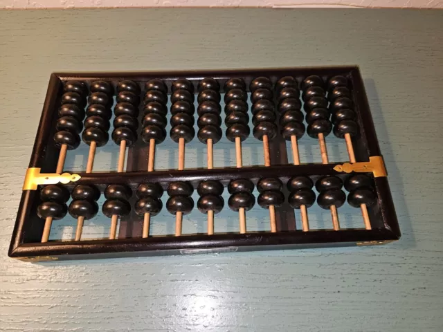 Vintage Chinese Abacus/Wood And Brass