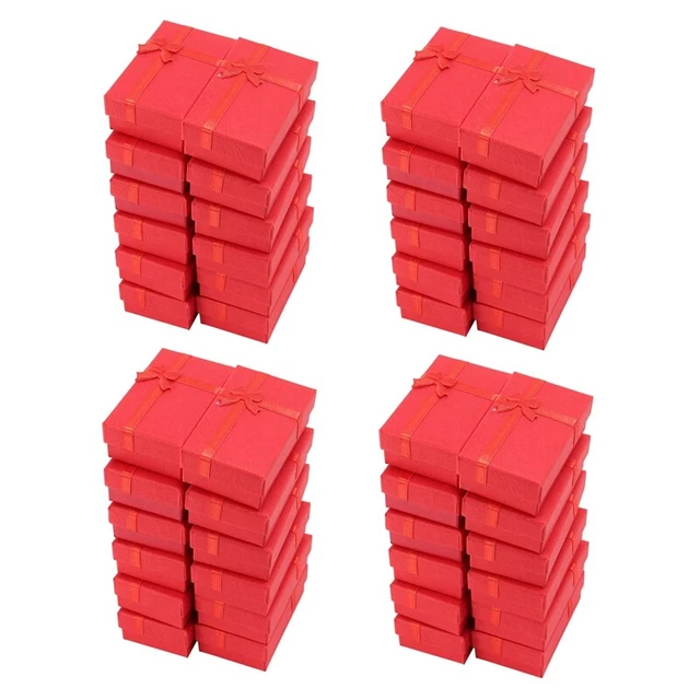 SINJEUN 48 Scatole Regalo Nere Per Gioielli – 8x5x3 Cm – Con Coperchio E Fiocco – Ideali Per Bracciali, Anelli, Orecchini, Collane