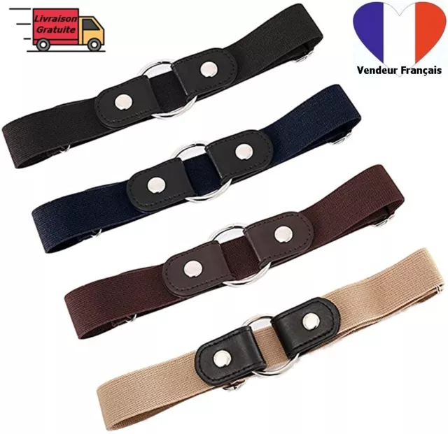 4Pièces Ceinture Femme & Homme Ceinture Sans Boucle Élastique Invisible Ceinture