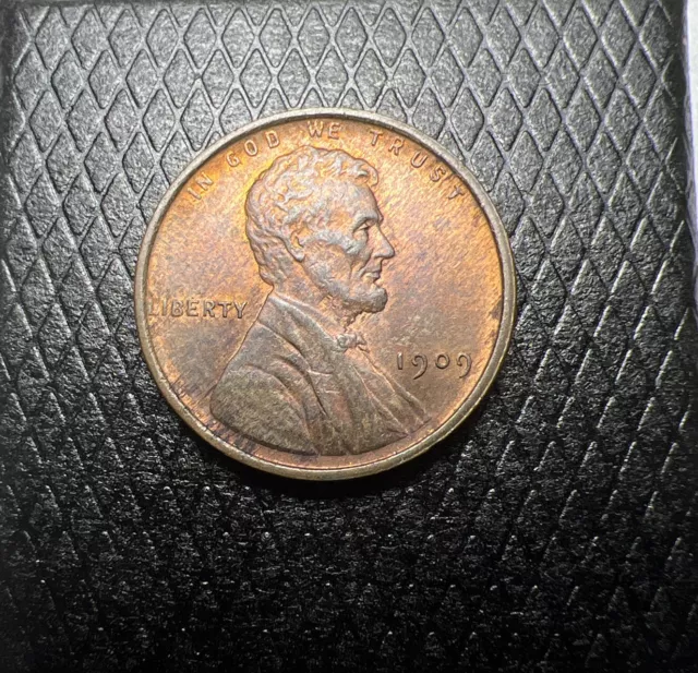1909 VDB Lincoln Head Wheat Cent Bronze RB Penny Au-Bu High grade (SKU620)