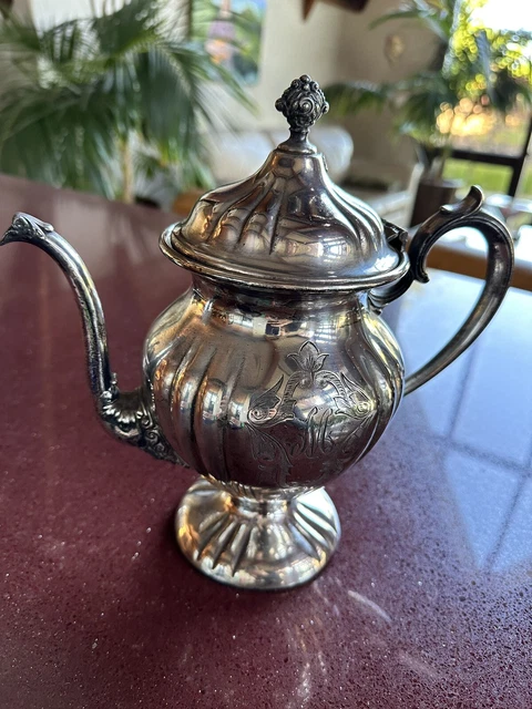 Knickerbocker Silver Co Silverplate Teapot. Monogrammed M