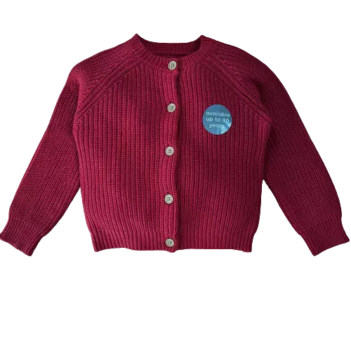 Girls Red Cardigan Wooden Buttons Thick Knitted Ex Nutmeg Baby Age 1 - 5 Years