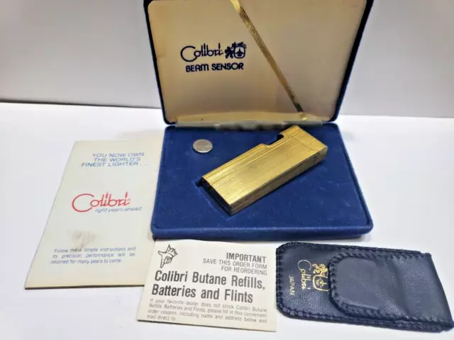 Vintage Colibri Beam Sensor Gold Tone Lighter, Original Box   6682/24