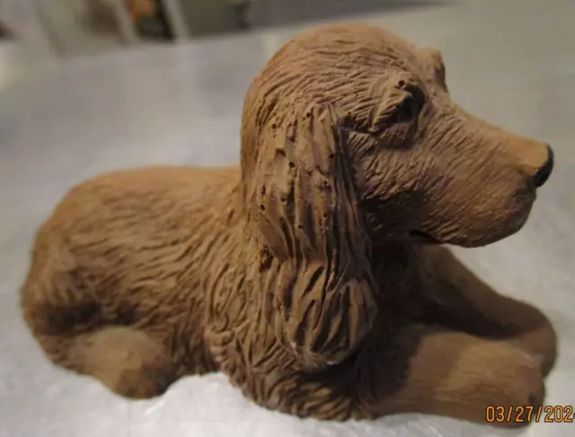 Irish Setter puppy  carved resin figurine signed dated b2