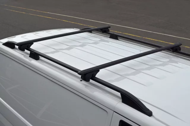 Black Cross Bars For Roof Rails To Fit Renault Alaskan (2017 100KG Lockable