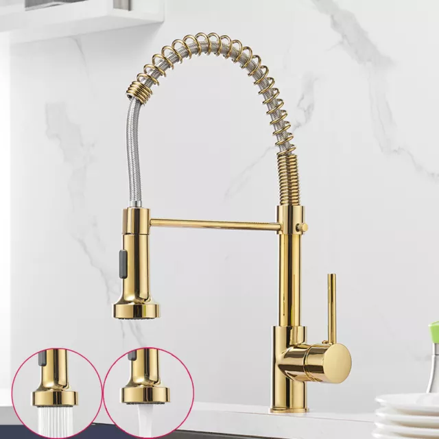 Mono Single Lever 360° Swivel Kitchen Sink Mixer Tap Pull Out Spray Brass Faucet