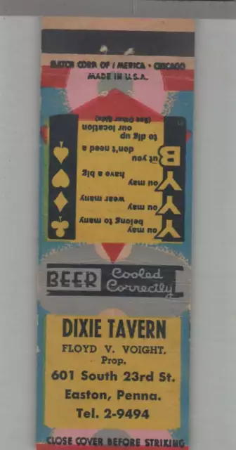 Matchbook Cover - Playing Card Suit - Dixie Tavern Easton, PA