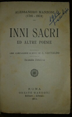 MILANO OTTIMO ESEMPLARE !!! 1822 ALESSANDRO MANZONI INNI SACRI FERRARIO 