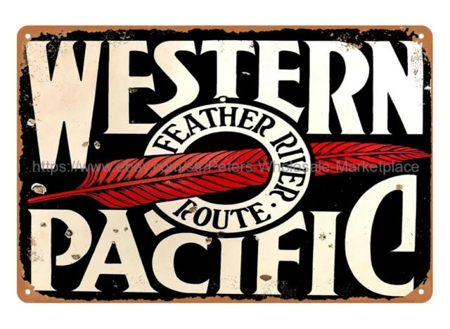 Western Pacific Railroad’s Feather River Route metal tin sign garage decoration