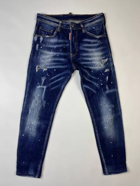 DSQUARED 2 COOL GUY JEAN Blue Denim Distressed Skinny Fit Jeans IT 44 / W30