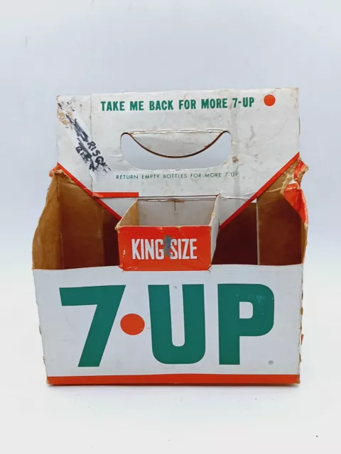 Vintage Cardboard 7up 6 Pack King Size Bottle Carrier