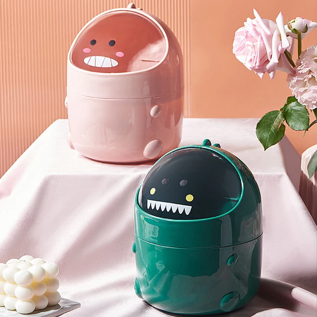 Desktop Trash Can Waste Bin with Flip Lid Dustbin Organization Garbage Basket