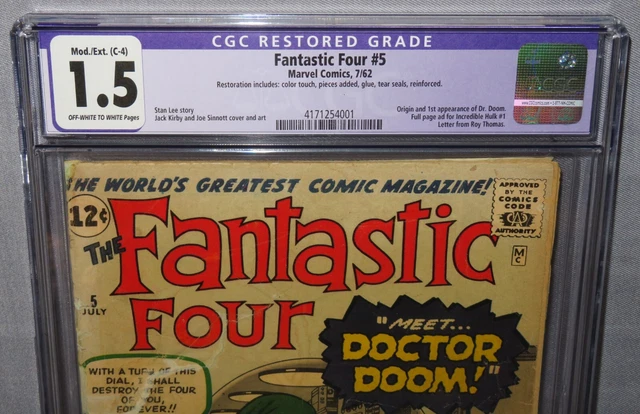 FANTASTIC FOUR #5 (Doctor Doom 1st app) CGC 1.5 FR/GD Marvel Comics 1962 dr. 2