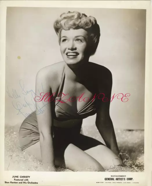 VINTAGE 1940s JUNE CHRISTY SEXY SIGNED AUTOGRAPHED PHOTO STAN KENTON