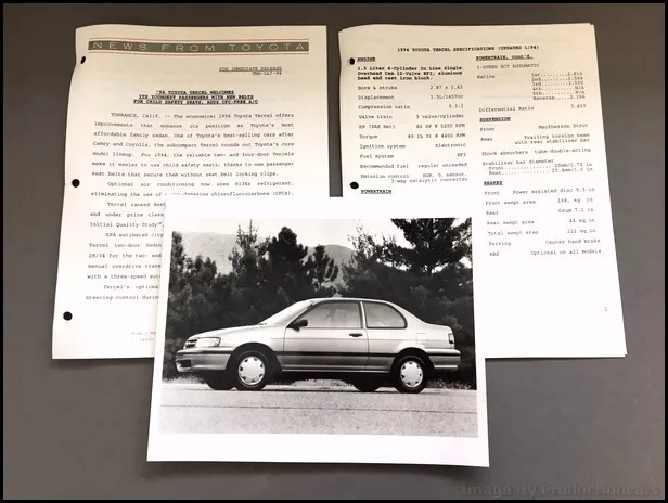 1994 Toyota Tercel Original Car Factory Photo and Press Release and Specs