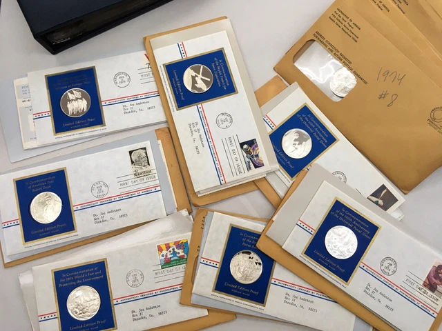 Postmasters Of America 21 Medallic First Day Covers 1974 Sterling Silver set