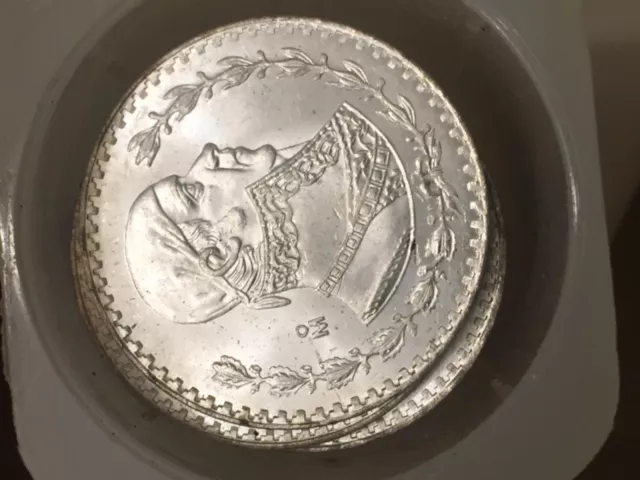 1965 Mexico  Silver One Peso Brilliant Uncirculated Coin