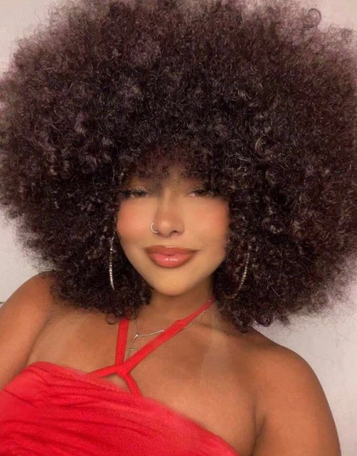 Perruque Afro Bouclée Courte - Couleur Brun Foncé/doré, Synthétique, Avec Bonnet, Pour Femme
