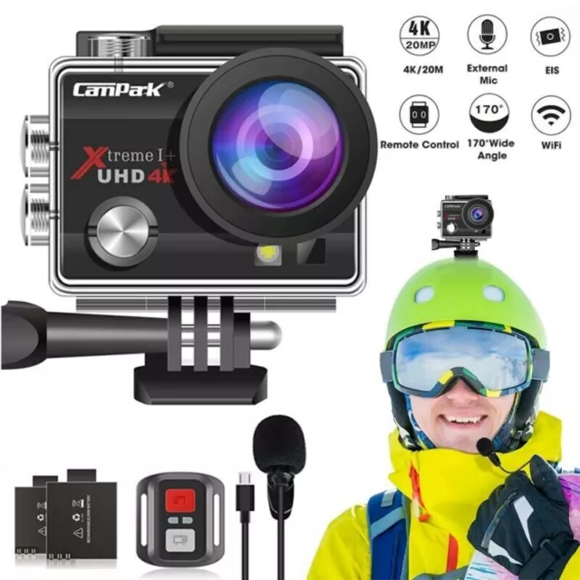 Campark 4K UHD Action Camera WIFI 24MP Waterproof EIS Underwater Sports Camera