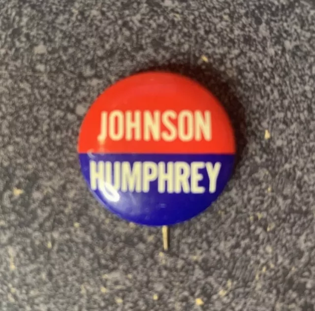 LYNDON B. JOHNSON LBJ HUBERT H. HUMPHREY for President 3/4" campaign button pin