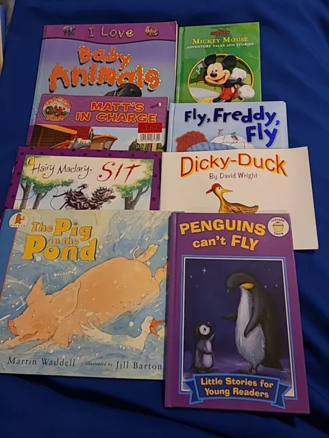 8 Childrens Story Books including Hairy Maclary, Micky House, Dicky Duck & More