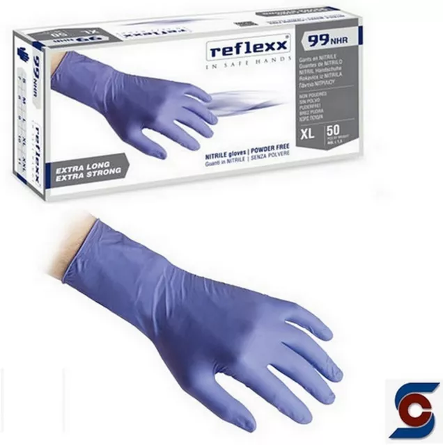 Gants jetables en nitrile Bleu "REFLEXX R99" épais et robustes Tg. S-M-L-XL-XXL