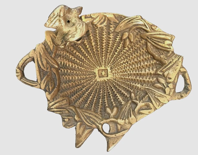 Open Footed Brass Incense Holder Burner with Handles and a Dove Finial
