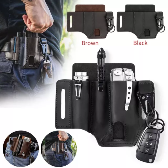 Multitool Pocket Leather Sheath For Knife Tool Flashlight Tactical Pen Holster