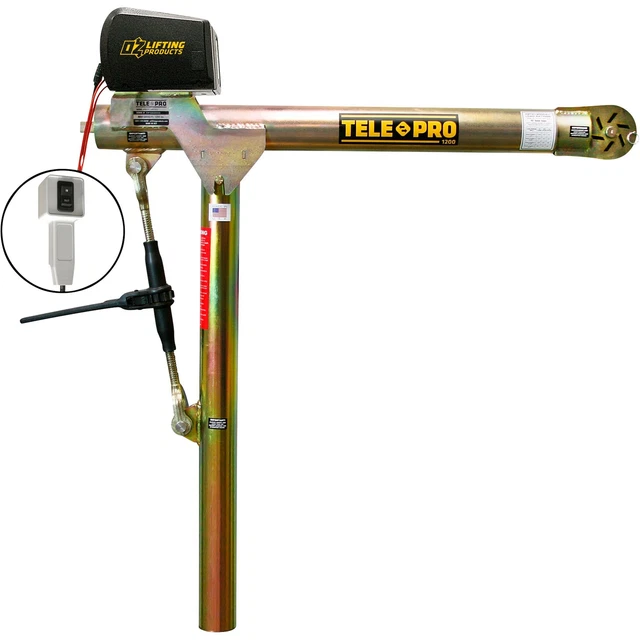 OZ Lifting Products Tele-Pro Davit Crane w/DC Winch- 1200-Lb Cap 58.25in Height