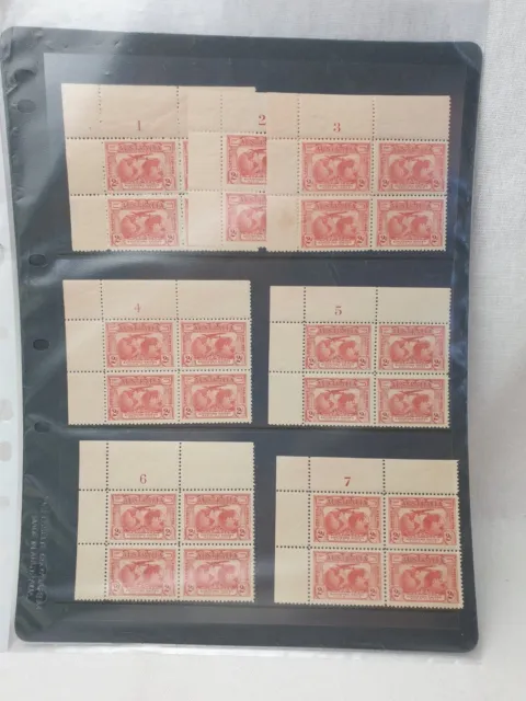 Australian Pre Decimal Kingsford Smith Flights Stamp Blocks Of 4 Sets 1-7 MUH 2d