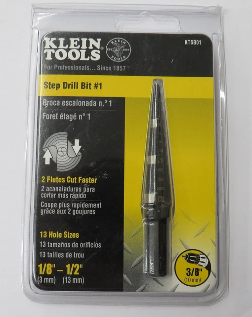 Klein Tools Step Drill Bit #1 59001 & KTSB01 1/8" - 1/2" 2