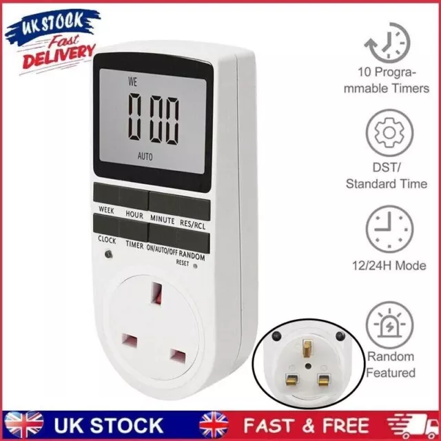 Timing Socket Plug Switch Digital LCD Screen Timer Programmable UK Plug Home 1PC