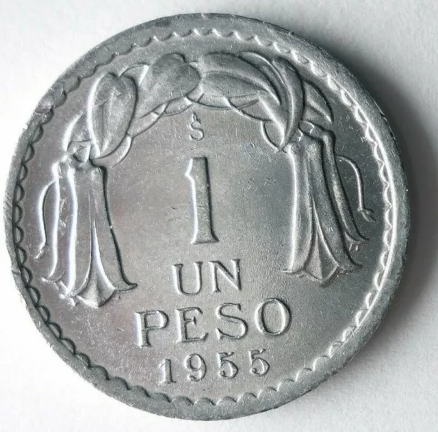 1955 CHILE PESO - High Quality Coin - FREE SHIP - Bin #180