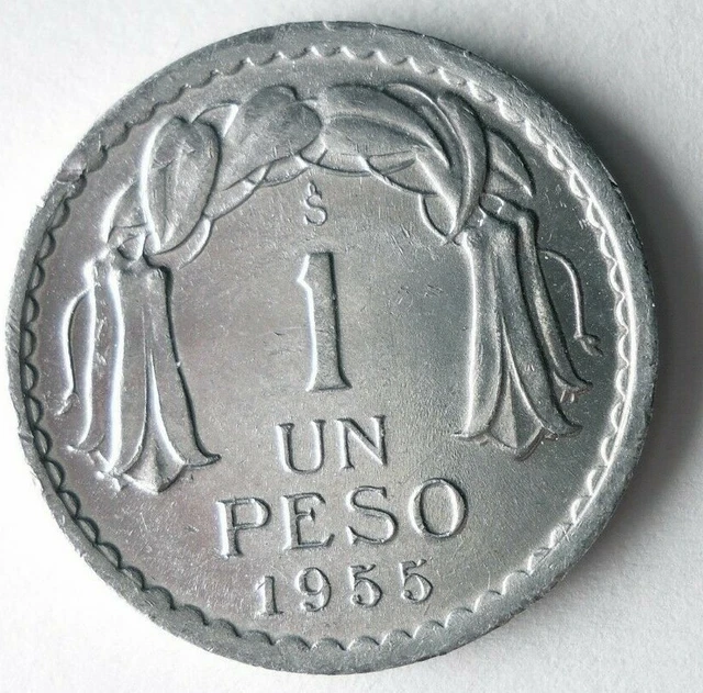 1955 CHILE PESO - High Quality Coin - FREE SHIP - Bin #180