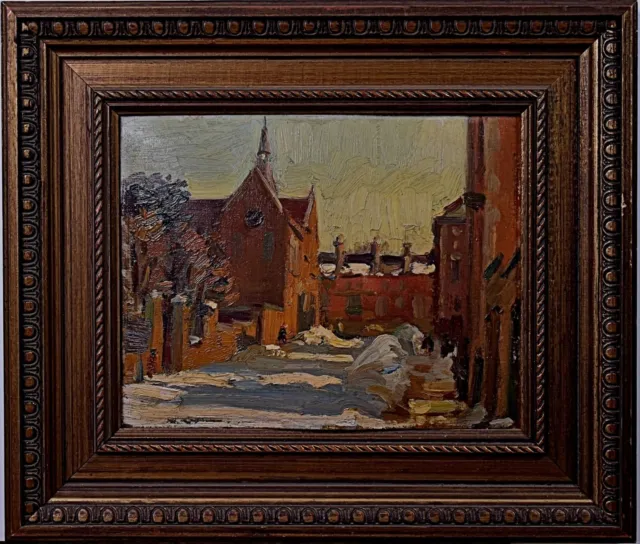 Market Street Northampton in Winter Snows Oil Painting George HB Holland c1935 3