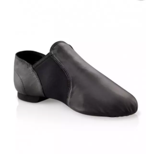 SLIP ON JAZZ DANCE SHOES Black Leather split irish ballet leotard sole UNISEX 03