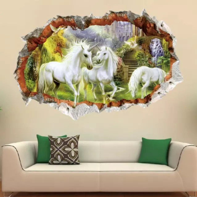 US STOCK Removable Wall Sticker Unicorn Decal For Kids Nursery Baby Room Child